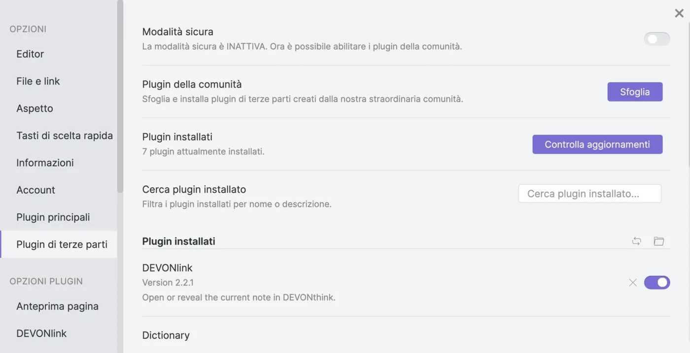 Plugin di terze parti